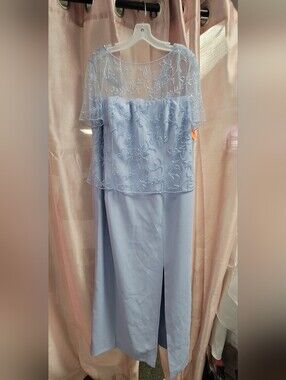 Unk Light Blue Embroidered Maxi Dress
